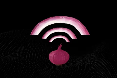 Cebula symbolizuje warstwy anonimowości w dark web przeglądarce.
