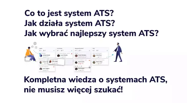 System ATS to narzędzie do zarządzania rekrutacją. Grafika pokazuje etapy procesu, od aplikacji po zatrudnienie.