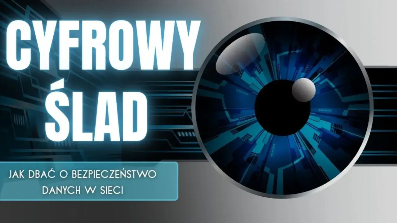 Cyfrowy ślad i oko jako symbol czujności. Jak dbać o bezpieczeństwo danych w sieci.
