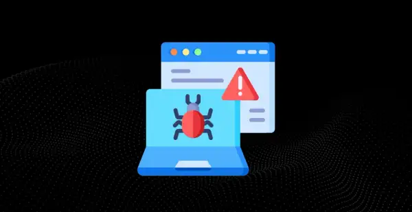 Komputer z czerwonym robakiem i ostrzeżeniem o błędzie. Lavasoft Web Companion chroni przed zagrożeniami.